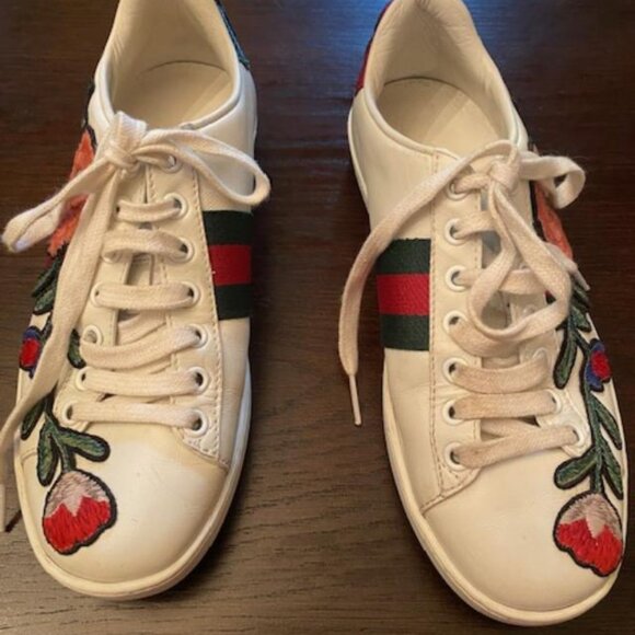 AUTHENTIC GUCCI ACE FLORAL EMBROIDERED SNEAKERS SHOES US 6 EU 36 - Picture 2 of 7